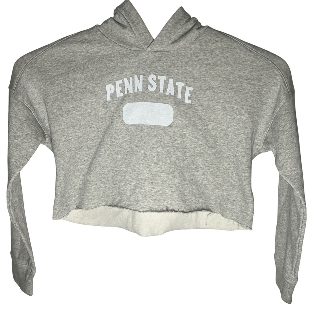 Nike Penn State Hoodie Womens Medium Gray Cropped Raw Hem Pullover Fleece